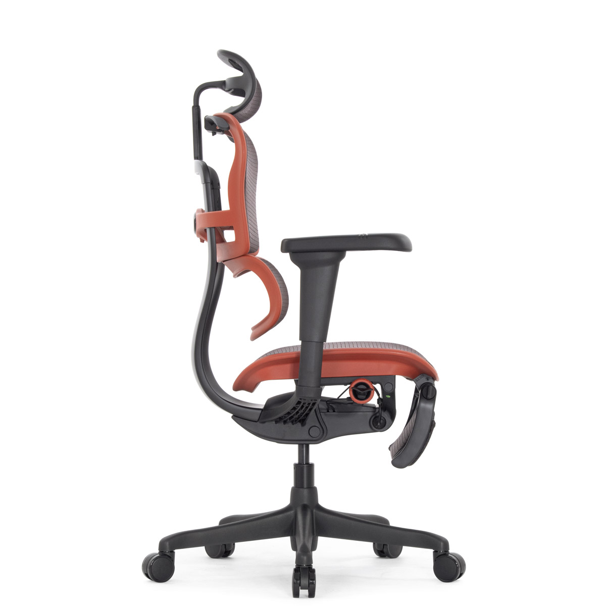 Геймерское кресло Falto Ergohuman 2 Ultra Game с подножкой (наклон вперёд, сетка, чёрный с красным)