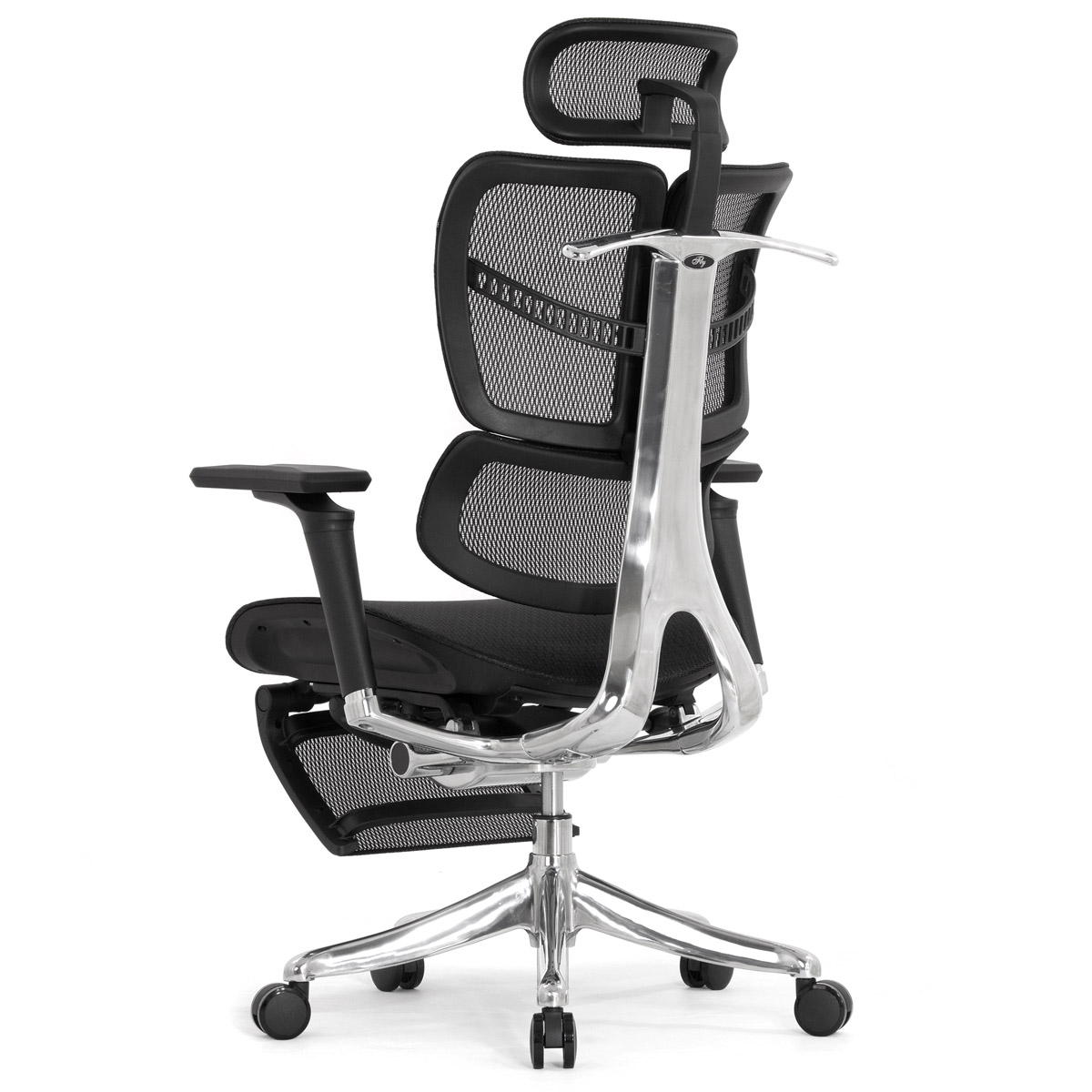 Анатомическое кресло Falto Fly 2 с подножкой (динамичный подголовник, подлокотники 6D (360), сетка, чёрный)