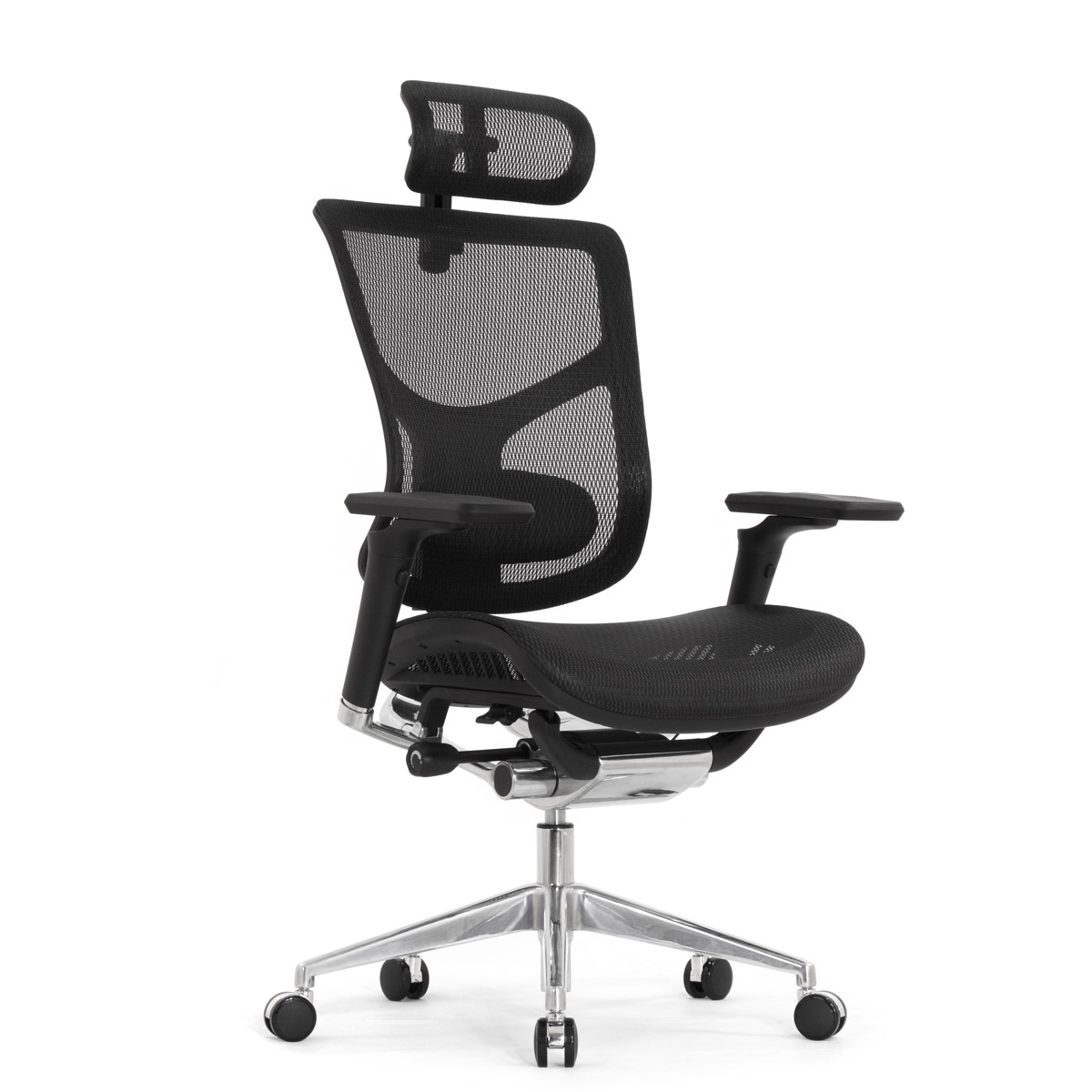 Эргономичное кресло Falto Star Office Ergo 2 (2D поясничный упор, 5D подголовник, сетка, ткань, чёрный)