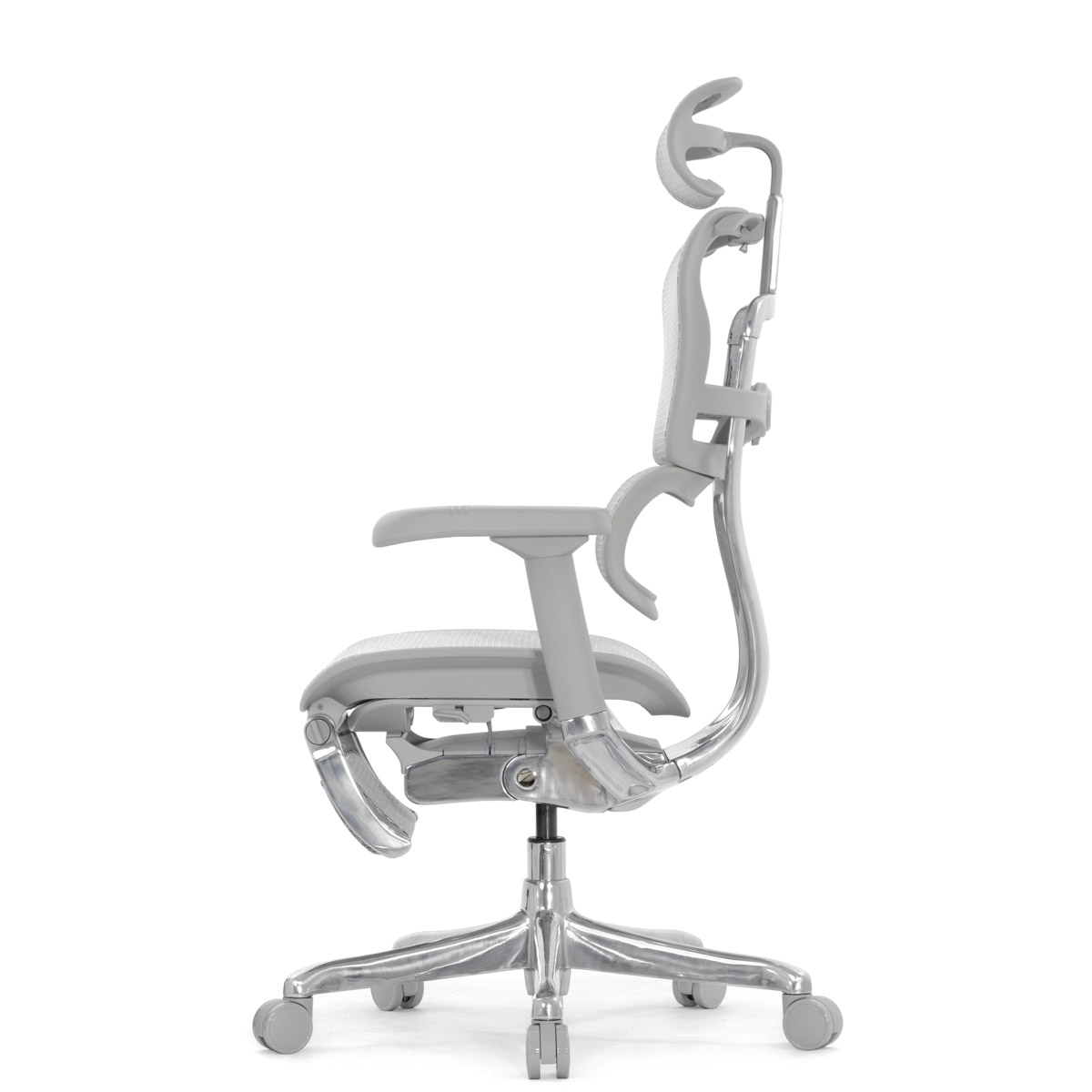 Эргономичное кресло Falto Ergohuman 2 Elite с подножкой (алюминий, наклон вперёд, сетка, серый)
