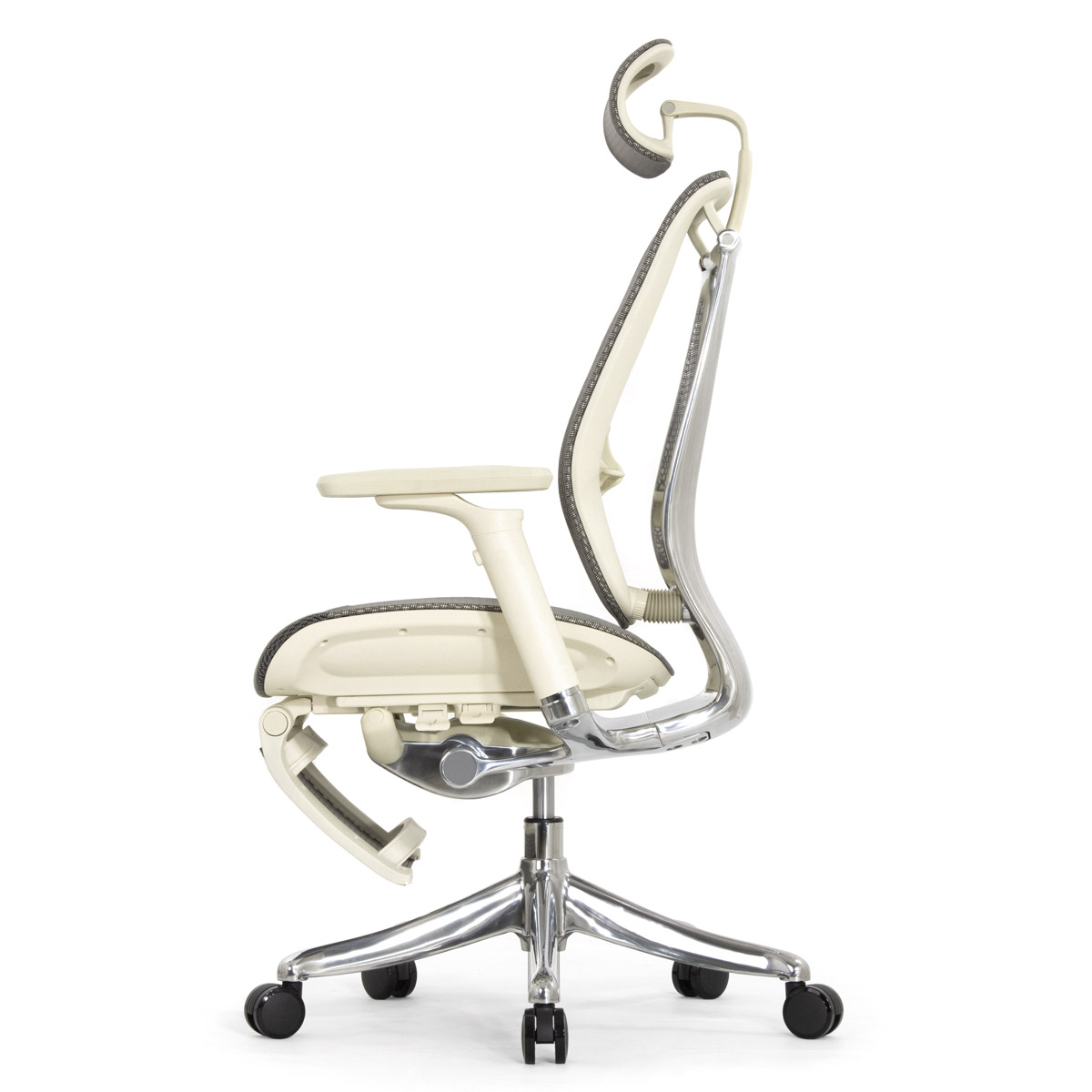 Эргономичное кресло Falto Spring 2 с подножкой (поясничный валик, подлокотники 6D (360), сетка, светлый)