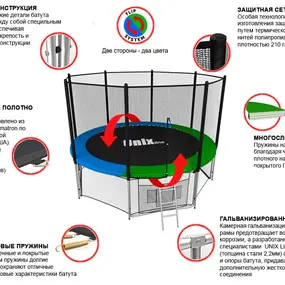 Батут UNIX line Classic 8 ft, внешняя сетка