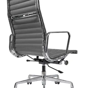 Эргономичное кресло Eames HB Ribbed Office Chair EA 119, кожа графит