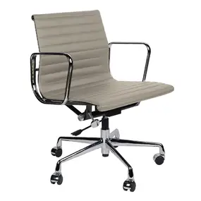 Эргономичное кресло Eames Ribbed Office Chair EA 117, серая кожа