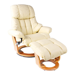 Кресло-реклайнер Relax Lux (оттоманка, натуральная кожа, бежевый)