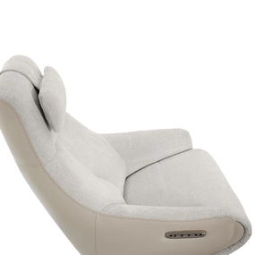 Кресло-реклайнер Falto Live (3 мотора, поясничный упор, шенилл, натуральная кожа, светлый)