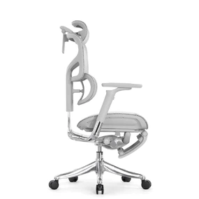 Эргономичное кресло Falto Pro 2 с подножкой (3D поясничный упор, подголовник 4D, каркас серый, белый)
