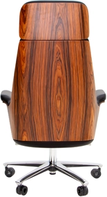 Эргономичное кресло руководителя чёрная кожа / палисандр