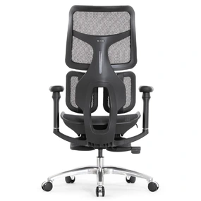 Эргономичное кресло Falto Scala Office с подножкой (разделённый поясничный упор, сетка, чёрный)