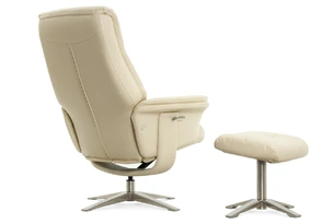 Кресло-реклайнер Falto Boss (оттоманка, натуральная кожа, бежевый)